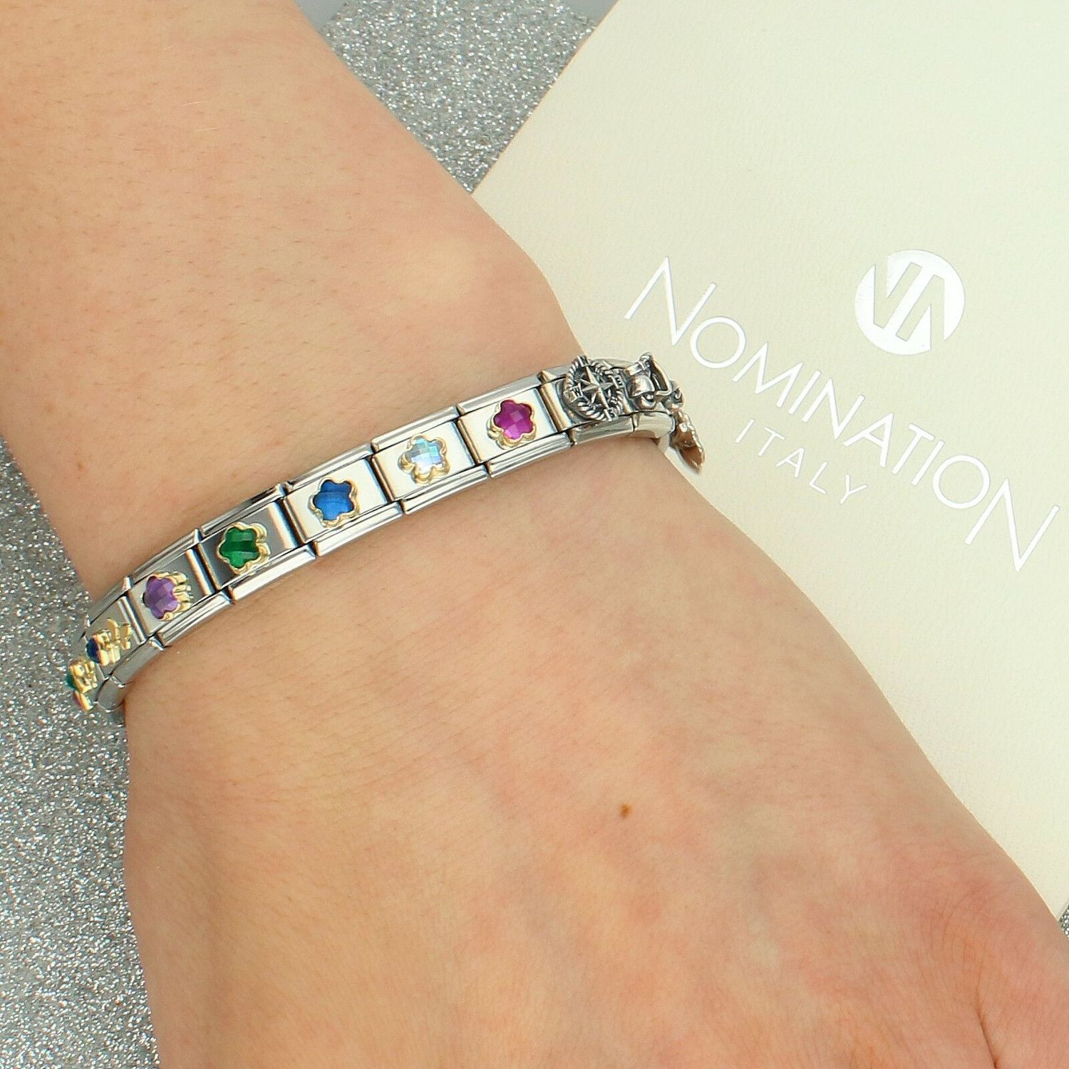 Charms NOMINATION 18K Niebieska cyrkonia kwiatek Gold.jpg